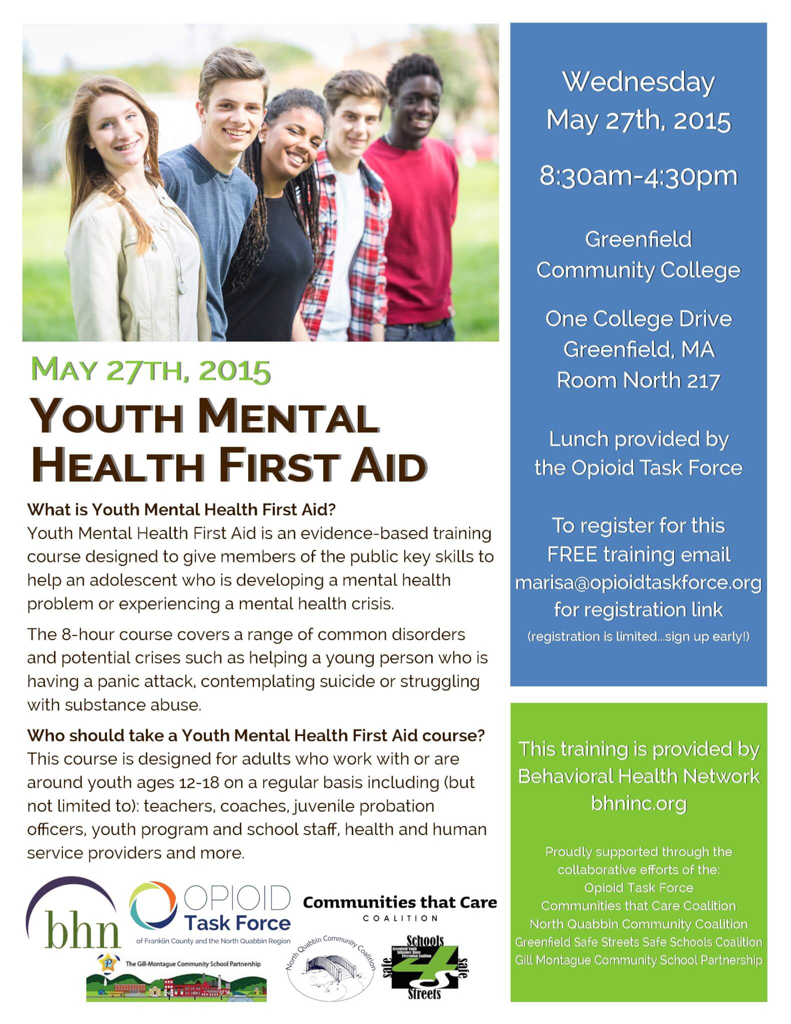 Youth Mental Health First Aid Training Opioid Task Force